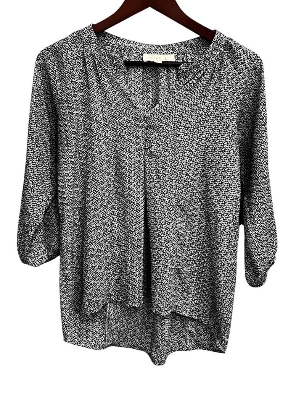 Olive & Oak Blue & White Micro-Print 3/4 Sleeve Blouse Size Small